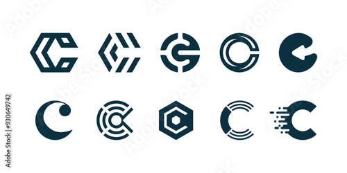 vector letter c logo premium template bundle