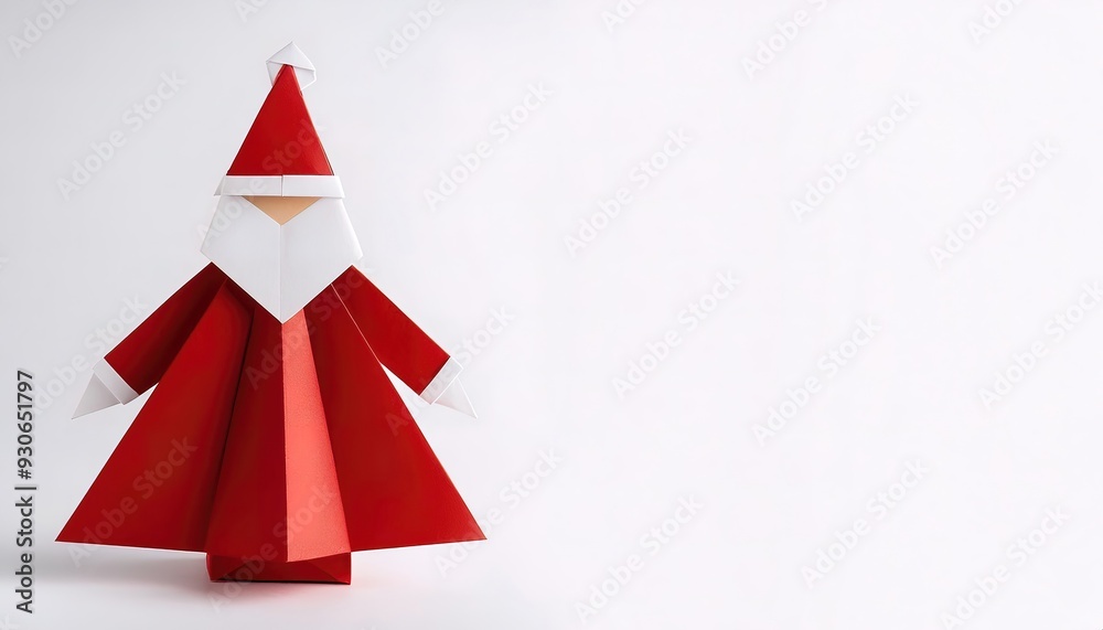 Christmas Xmas concept paper origami of Santa Claus, Saint Nick, Kris Kringle isolated on white background with copy space for your design for the December winter holiday Christmas Xmas concept paper origami of Santa Claus, Saint Nick, Kris Kringle isolated on white background with copy space for your design for the December winter holiday