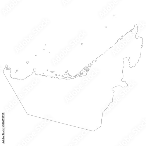 United Arab Emirates map. Map of UAE in white color