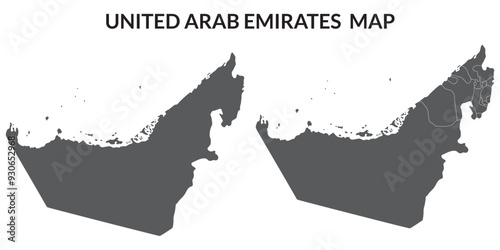 United Arab Emirates map. Map of UAE in grey set