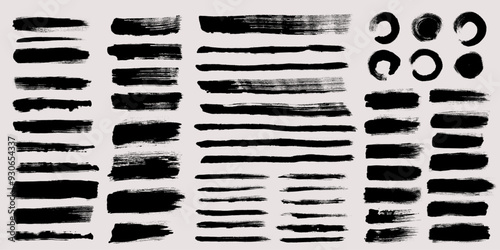 Brush strokes vector. Set of text boxes. Paintbrush collection. Grunge design elements. Dirty texture banners. Painted rectangles and long strokes