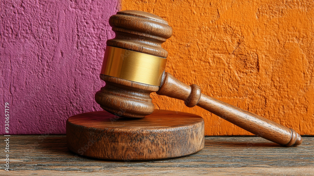 Judge's Gavel on Colorful Background