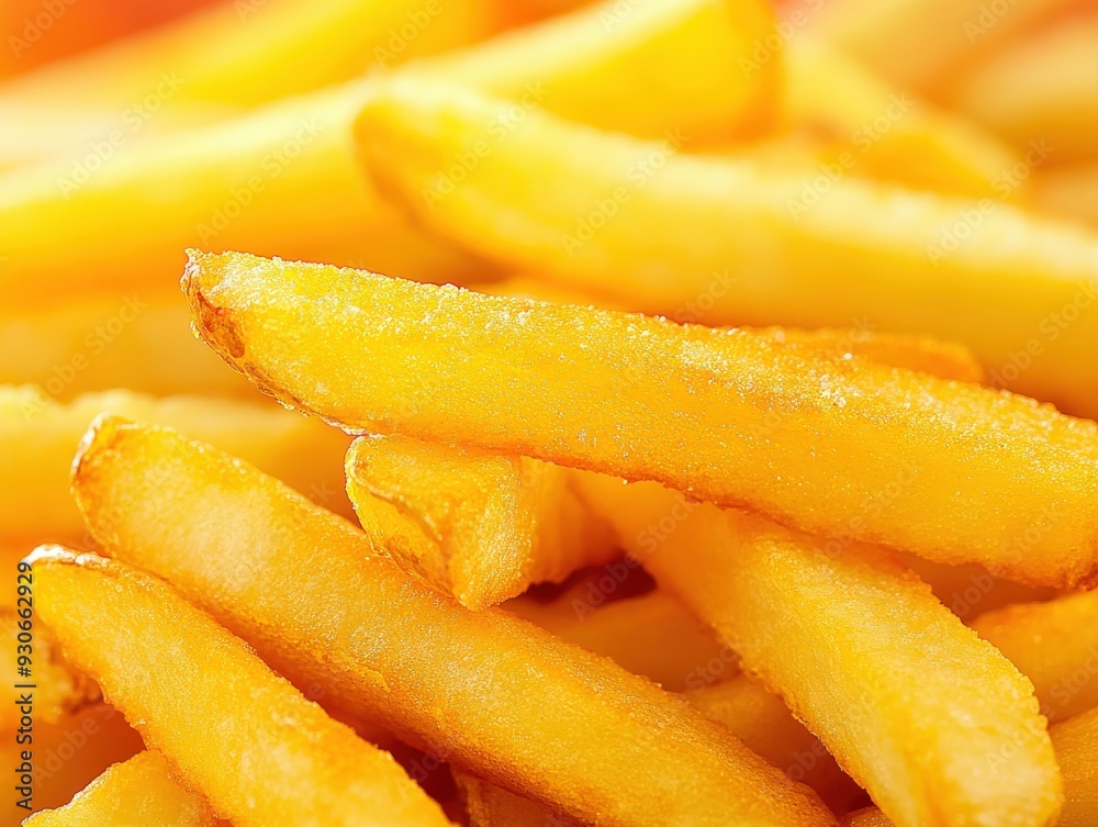 Freshly cooked golden French fries served in a casual dining setting Freshly cooked golden French fries served in a casual dining setting