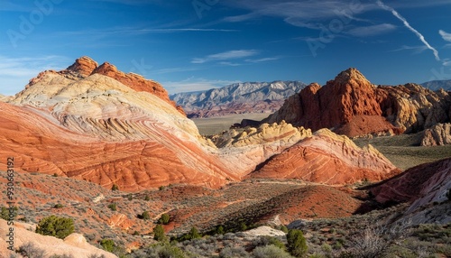 bands of colored mountains in red rock canyon