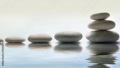 a line of smooth round steeping stones on water