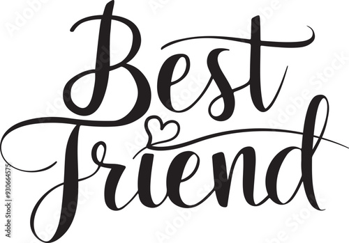 Best Friend" typograpy, silhouette vector art illustration 