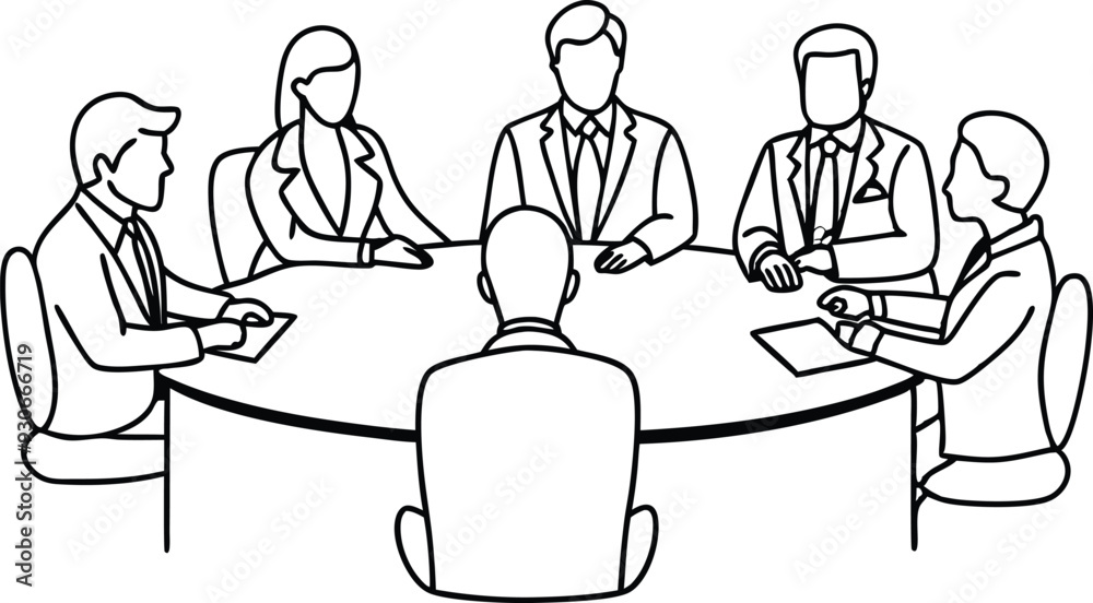 business people meeting in office line art illustration business people meeting in office line art illustration