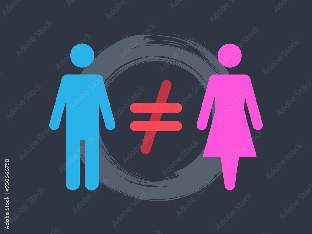 Obraz premium No gender equality. Dark background. Isolated vector illustration.