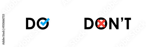 The Text Do and Dont in white background. Isolated Vector Illustration