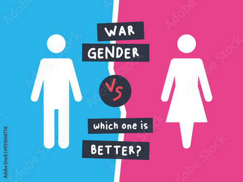 The War Gender between male and female. Isolated Vector Illustration