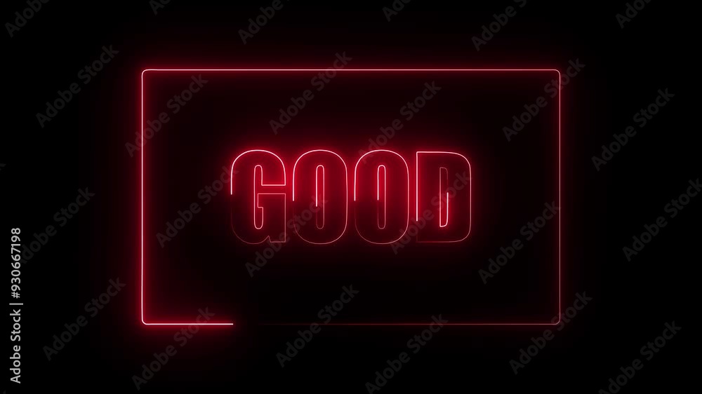 Red color rectangle animation on black background with good text animation inside it. Red color rectangle animation on black background with good text animation inside it.