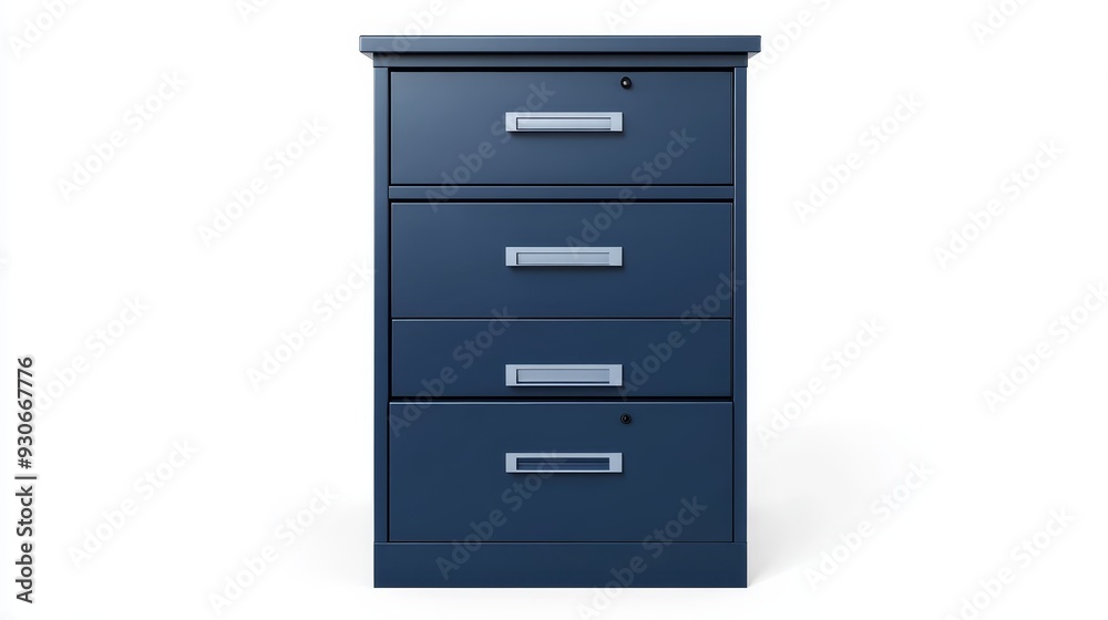 A blue metal filing cabinet with four drawers, representing organization, storage, efficiency, and professionalism. A blue metal filing cabinet with four drawers, representing organization, storage, efficiency, and professionalism.