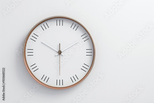 A wooden clock with a white face and black hands showing the time as 10:30