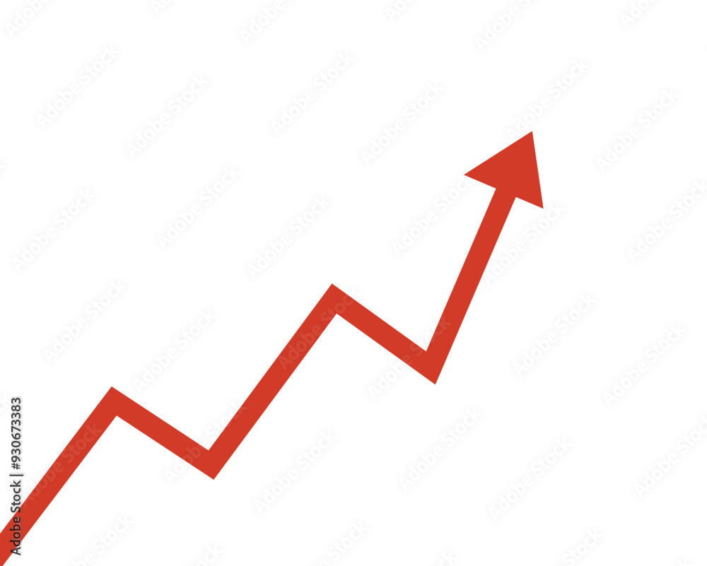 Red Arrow Upward Trend on White Background for Financial Growth and Success Infographics Red Arrow Upward Trend on White Background for Financial Growth and Success Infographics