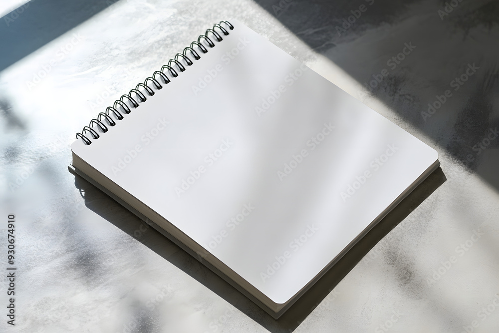 Mock-Up of Empty White Spiral Notebook on Minimalist Table Mock-Up of Empty White Spiral Notebook on Minimalist Table