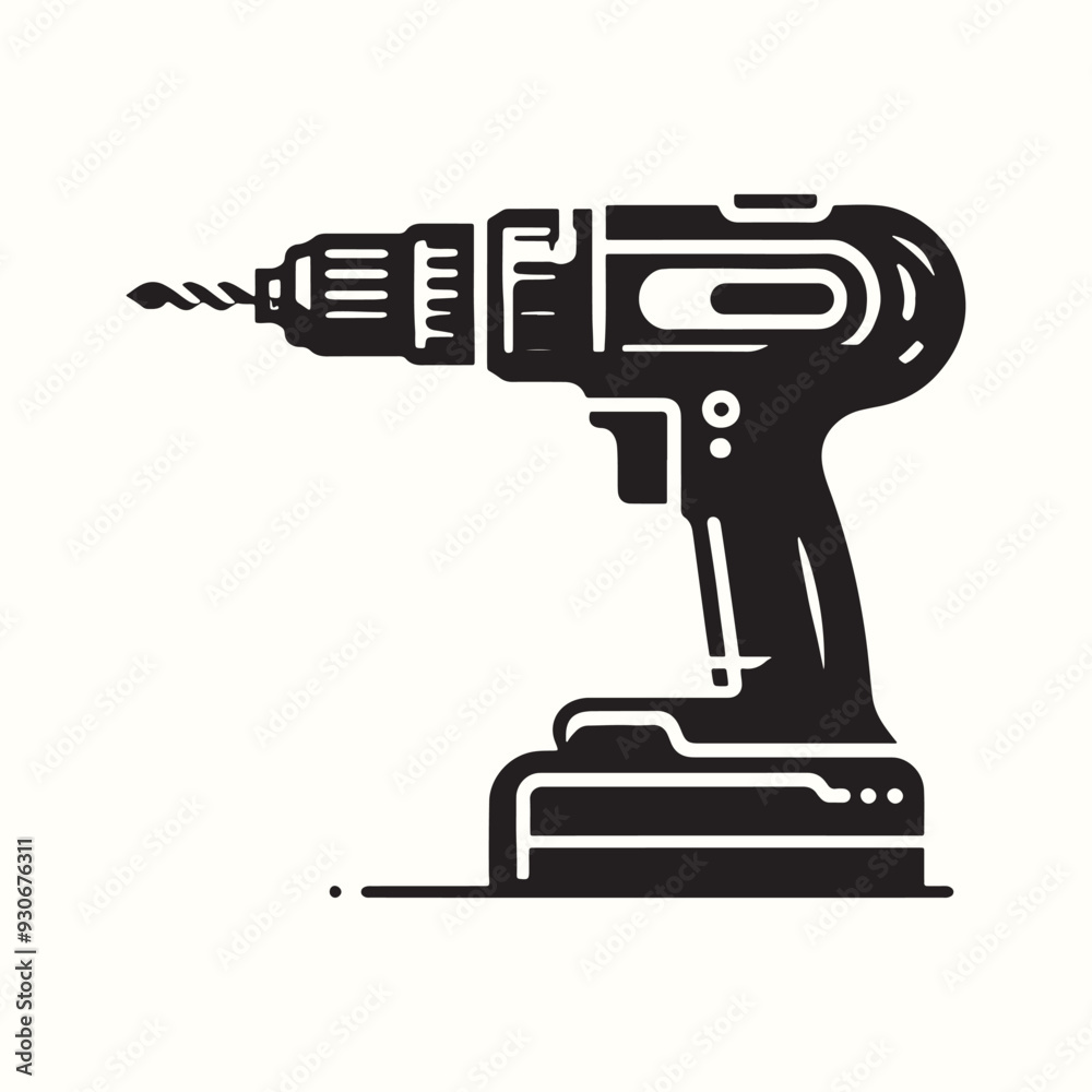 Electric Drill Tool Silhouette Vector Template Electric Drill Tool Silhouette Vector Template