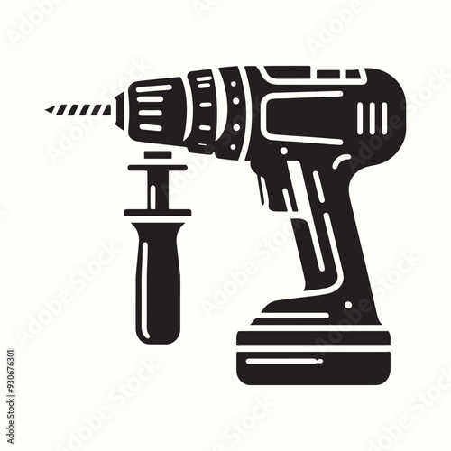 Electric Drill Tool Silhouette Vector Template