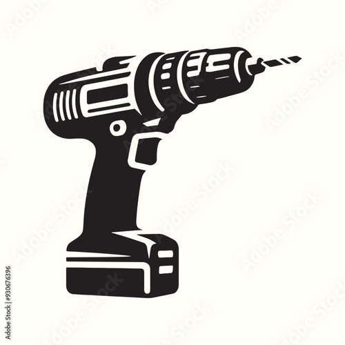 Electric Drill Tool Silhouette Vector Template