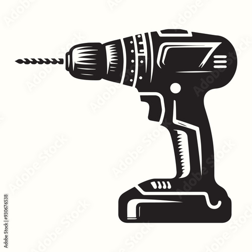 Electric Drill Tool Silhouette Vector Template