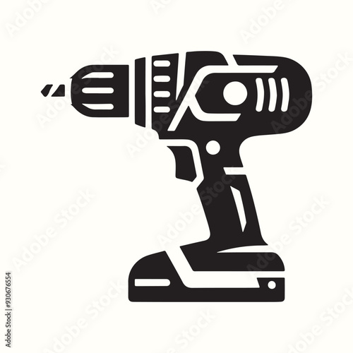 Electric Drill Tool Silhouette Vector Template