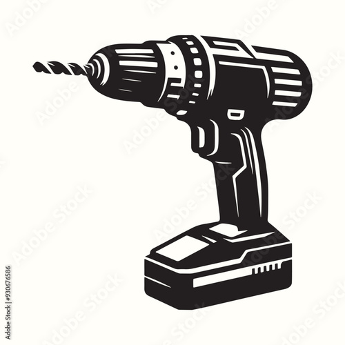Electric Drill Tool Silhouette Vector Template