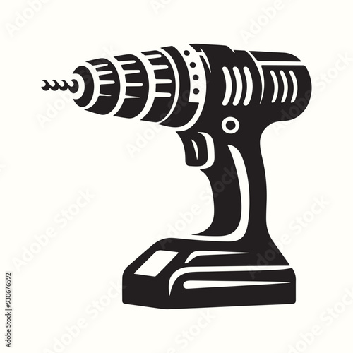 Electric Drill Tool Silhouette Vector Template