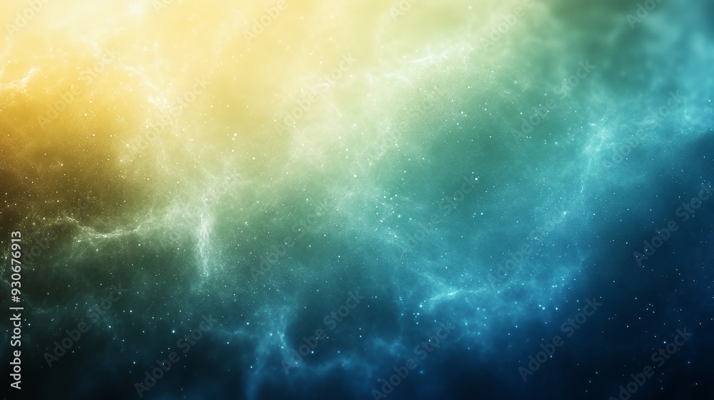 Naklejka premium Abstract cosmic background with a blend of colors and star-like elements.