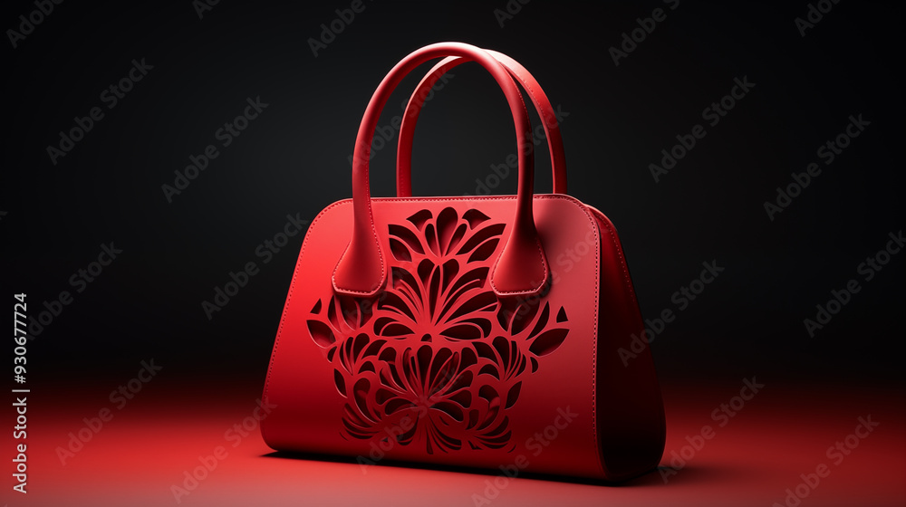 modern cut design red bag on dark background