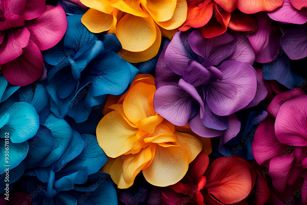 Close-up of bright and colorful flower petals, displaying intricate patterns and hues. Close-up of bright and colorful flower petals, displaying intricate patterns and hues.