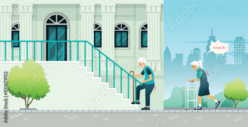 The pain of an elderly person walking up the stairs.