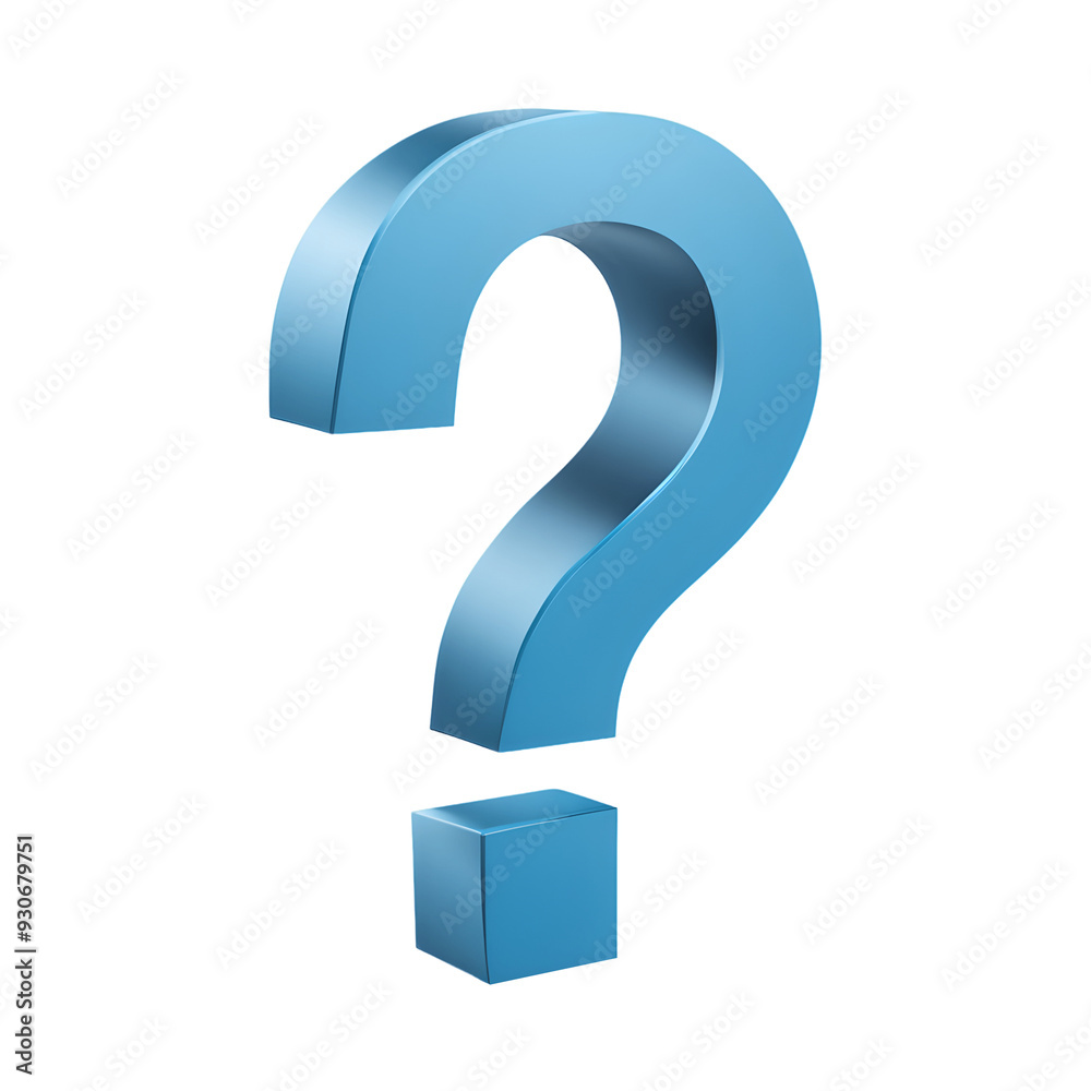 Blue 3D Question Mark Isolated on Transparent Background
Blue 3D Question Mark Isolated on Transparent Background