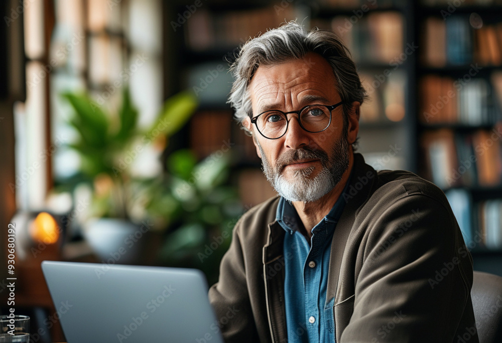 A specialist looks into the camera. A male writer looks into the camera A specialist looks into the camera. A male writer looks into the camera