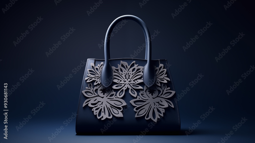 modern cut design navy bag on dark background modern cut design navy bag on dark background
