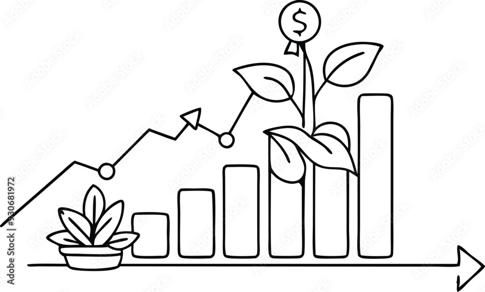 Business growth concept illustration line art Business growth concept illustration line art