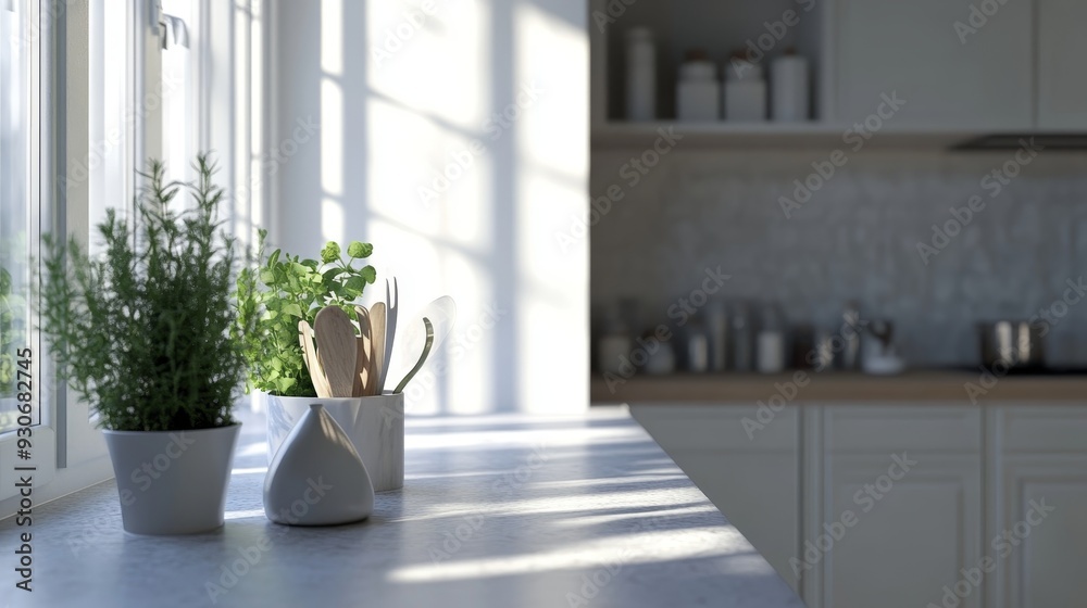 Modern kitchen interior mockup for home design, featuring cozy and stylish decoration ideas Modern kitchen interior mockup for home design, featuring cozy and stylish decoration ideas