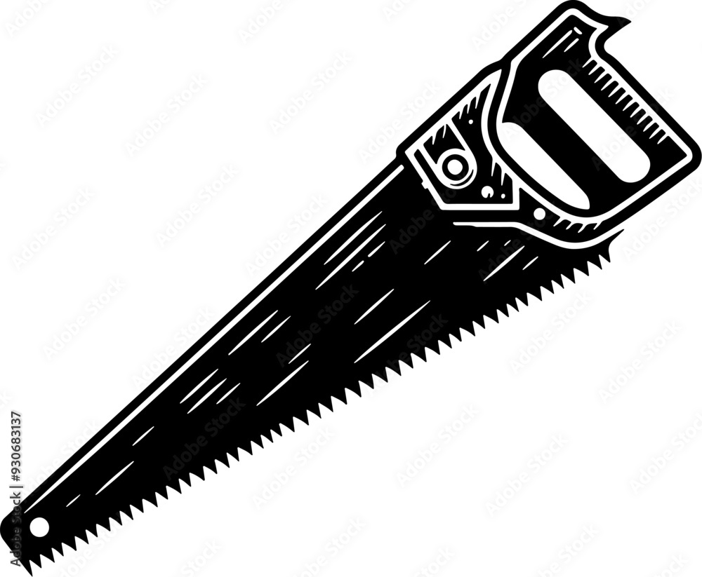 Obraz premium Handsaw Tool Silhouette Vector Template