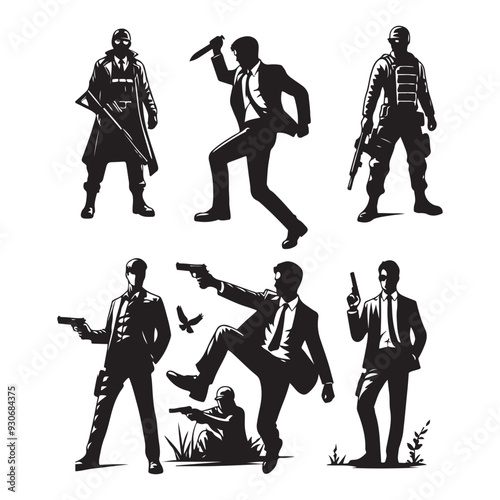 silhouettes of hitman 