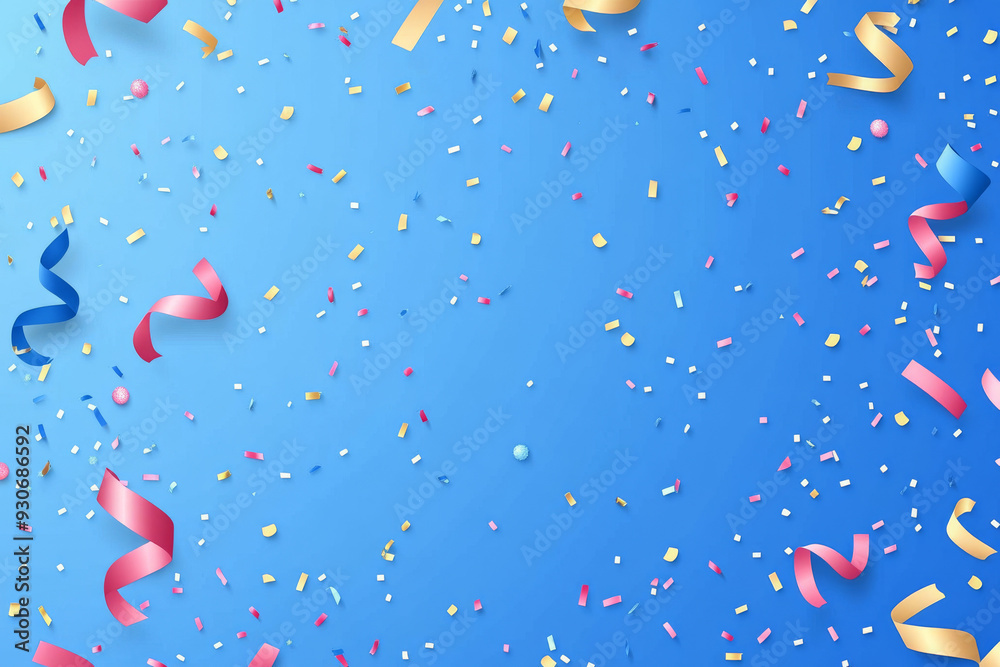 Vibrant confetti and streamers in various colors falling against a bright blue background, creating a festive and celebratory atmosphere.
Vibrant confetti and streamers in various colors falling against a bright blue background, creating a festive and celebratory atmosphere.