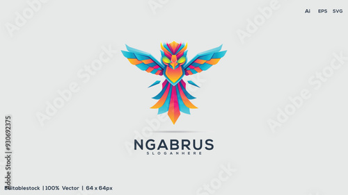 Colorful Owl Gradient Logo using modern style vector view photo