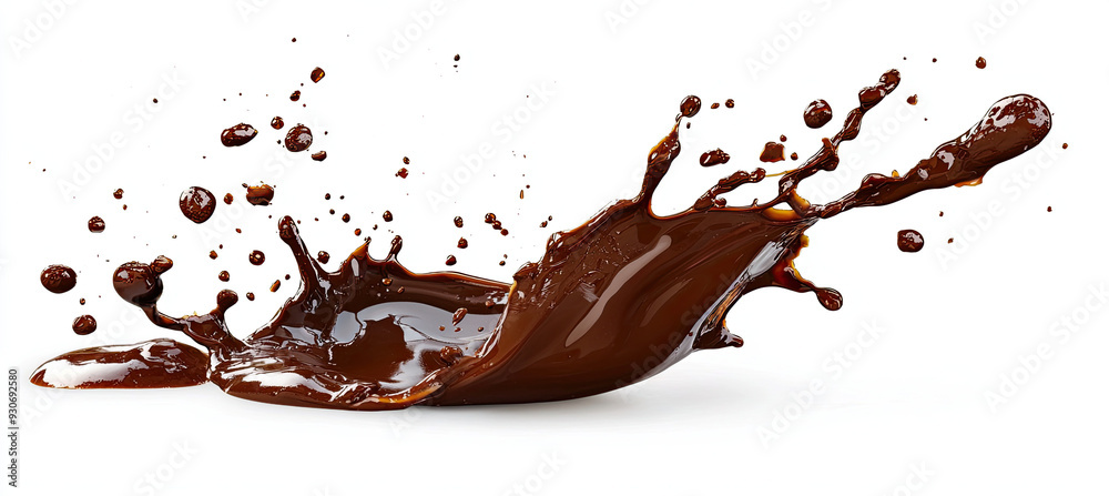 Rich Chocolate Splash Isolated on White Background, Ideal for Food Photography, Dessert Concepts, Sweet Treats, Liquid Chocolate, Culinary Uses, Beverage Accents, Confectionery Art Rich Chocolate Splash Isolated on White Background, Ideal for Food Photography, Dessert Concepts, Sweet Treats, Liquid Chocolate, Culinary Uses, Beverage Accents, Confectionery Art