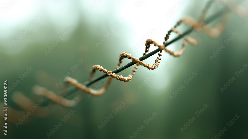 Close-Up of Twisted Vine Tendrils on a Wire with Soft Focus Background in Nature Close-Up of Twisted Vine Tendrils on a Wire with Soft Focus Background in Nature
