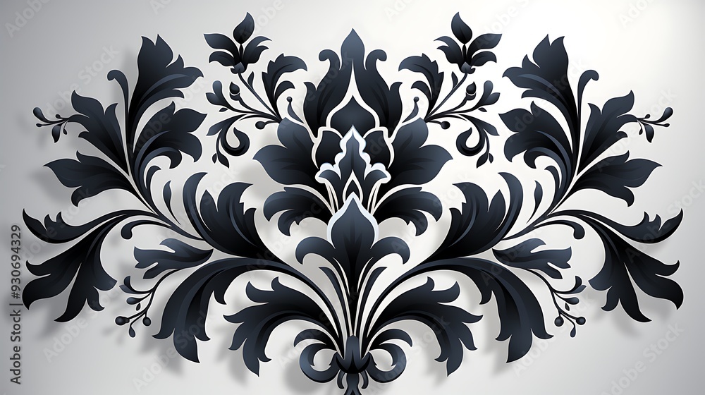 Obraz premium Timeless Black and White Damask Wallpaper Design Generative AI