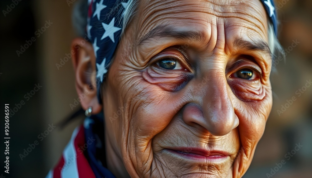 An elderly female veteran celebrating Veterans Day in her own unique style An elderly female veteran celebrating Veterans Day in her own unique style