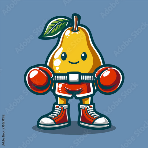 Pear Boxer Mascot Vector Art, Illustration and Graphic