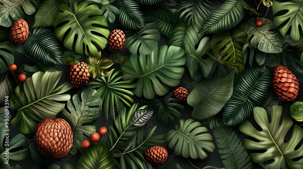 Fototapeta premium Floral, Flowers, Birds, Fruits, Shapes, Abstract Image, Texture, Pattern Background, Wallpaper, Smartphone Cover and Screen, Cell Phone, Computer, Laptop, 9:16 and 16:9 Format
