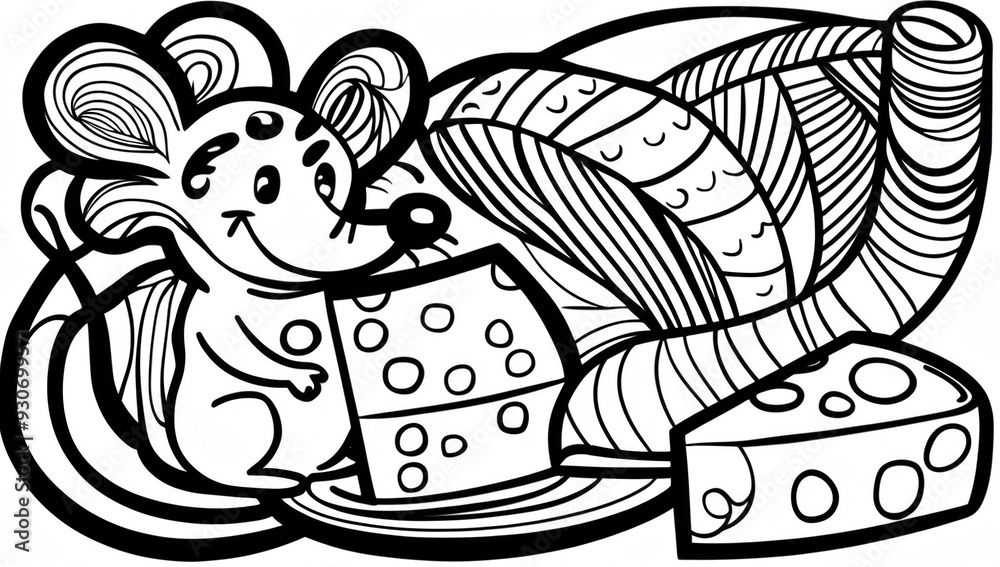 Coloring page, cute mouse Coloring page, cute mouse