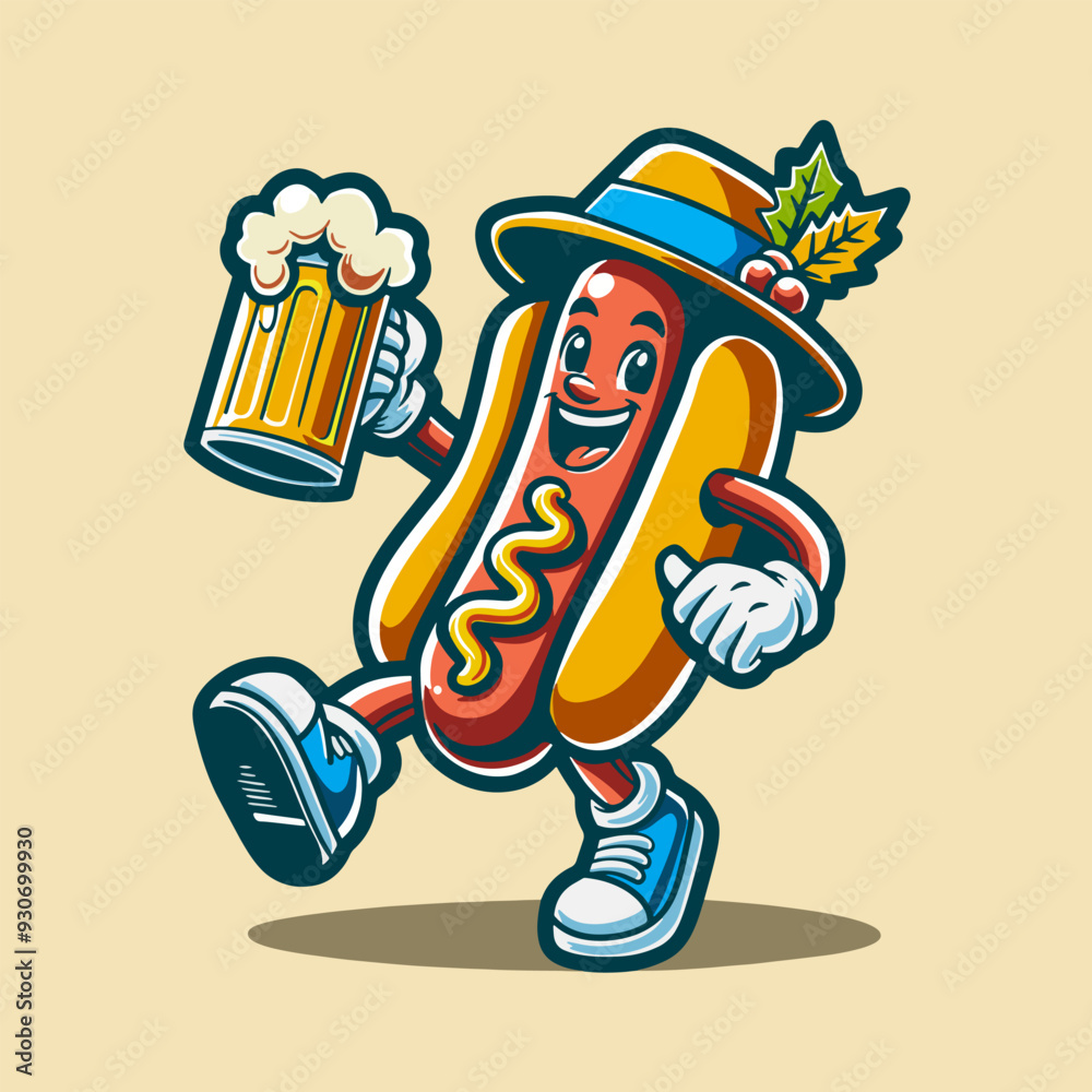 Mascot Hotdog Drinking Beer Vector Art, Illustration and Graphic Mascot Hotdog Drinking Beer Vector Art, Illustration and Graphic