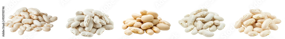 Pack of White beans set isolated on a transparent background Pack of White beans set isolated on a transparent background