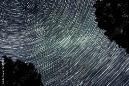 Star trails in the countryside 