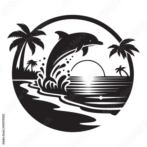 Dolphin silhouette isolated on white, Dolphin vector art, Dolphin silhouette, Dolphin illustration, Dolphin black and white vector, black and white Dolphin, Dolphin black and white vector illustration